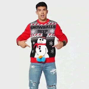 Spencers Light-Up Snowballs Deep Ugly Christmas Sweater SZ Sm/unisex- Worn Once